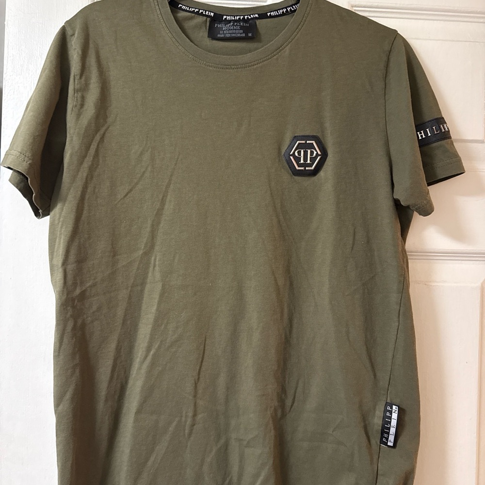 Philipp Plein Homme Olive Hexagon Logo T-Shirt | Size M